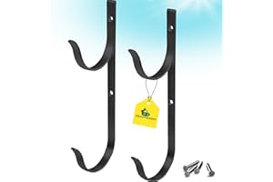 Gray Bunny Pool Pole Hanger, 2 Piece Black Premium Aluminum Swimming Pool Accessories Hook Set, for Telescopic Poles, Skimmers, Leaf Rakes, Nets, Brushes, Vacuum Hose, Garden Tools