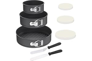 GEEKHOM 3pc Springform Cake Pan, Cake Pan Nonstick Cheesecake Pan Leakproof Round Bakeware with Removable Bottom, Cake Pan Se