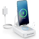 Jteman Cell Phone Stand with Bluetooth Speaker and Wireless Charger | Desktop Charging Station,Wireless Phone Charger Stand Speaker for iPhone Android, Birthday Gifts for Men Women,Tech Gadgets