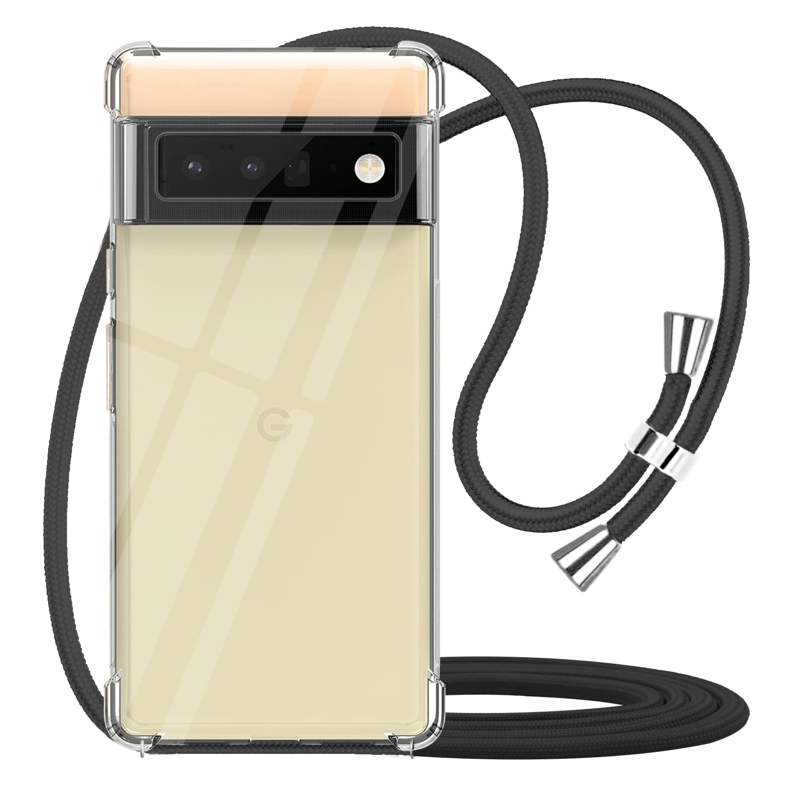 Photo 1 of YESPURE for Google Pixel 6 Pro Clear Case Adjustable Shoulder Neck Lanyard Crossbody Strap Phone Cover Women Girls Soft Slim Bumper Shockproof Protective Mobile Case for Pixel 6 Pro - Black