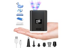 OMQ Air Mattress Pump with 5000mAh Battery, Portable Air Pump for Inflatables with LED Display & Camping Light, Electric Rechargeable Mini Air Pump for Pool Floats, Sleeping Pads