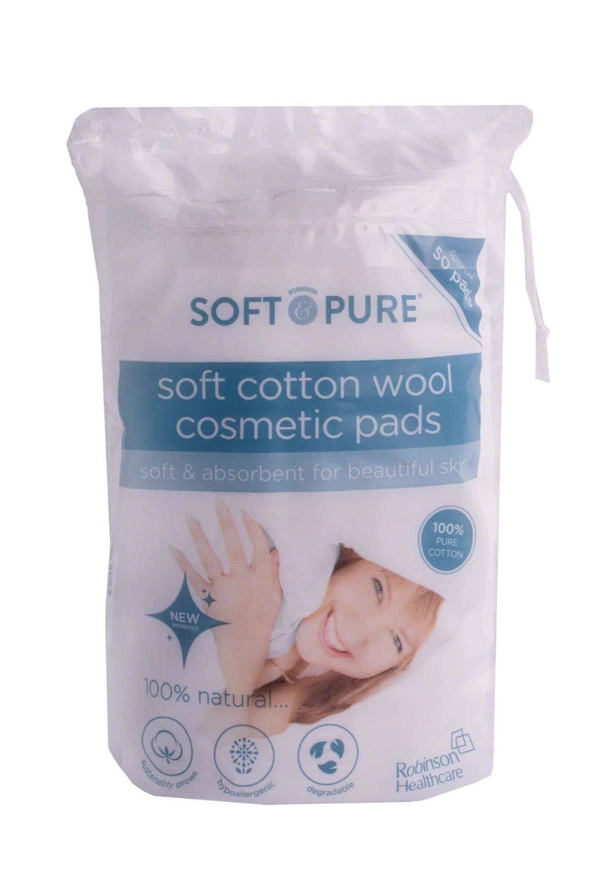 Soft & Pure Oval Cotton Wool Pads, Pack of 50 x 12 Packs