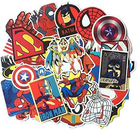 50 pcs Super Hero Stickers for Laptop Luggage Skateboard Car Bike Bumper Guitar Phone Case