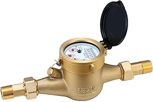 MEASUREMAN 3/4" Non-Pulsed Multi-Jet Gallon Water Meter Heavy-Duty Fully Brass 20mm Flow Garden Hose RV Home Water Systems​