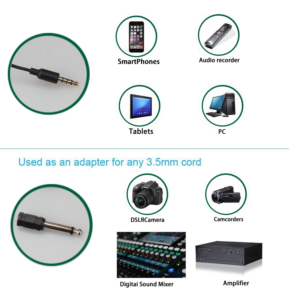 KAMLE Professional Design Lavalier Microphone with Connect Headset & Omnidirectional Mic for iPhone Android & ALL Smartphones,PC,Laptop,Youtube,Interview,Studio,Video Recording,Noise Cancelling Mic