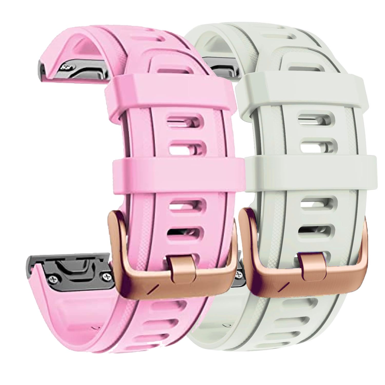 Pingwen Band Strap Compatible for Garmin Fenix 7S/Fenix 6S Band Silicone Watch Band Replacement for Smartwatches (Ivory+pink)