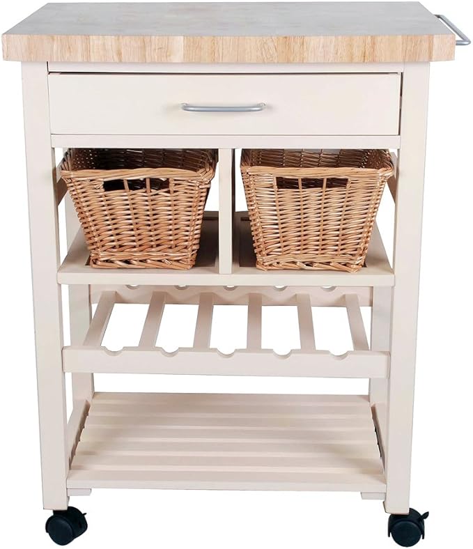 Henley Cream Kitchen Trolley With Baskets Amazon.co.uk Kitchen & Home