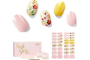 Nailog Semi Cured Gel Nail Strips 34 pcs | Long Lasting Nail Polish Sticker Wraps with Glossy Gel Finish | Idyll