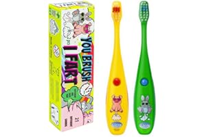 Lily's Home Children’s Funny Farting Toothbrush, Soft Bristles, Minute Electric Brushing Timer, Cute Boy Girl Dentist Prize, 