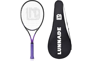 LUNNADE Adults Tennis Racket 27 Inch, Shockproof Carbon Fiber Tennis Racquet Light-Weight, Pre-Strung and Regrip, Suitable for Beginners to Intermediate Players