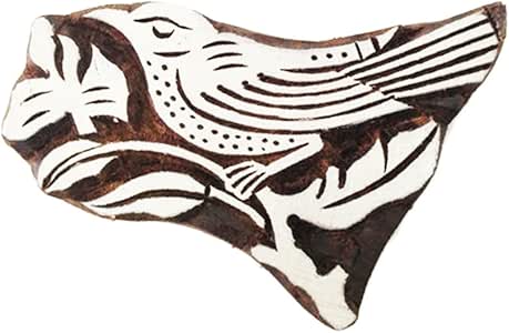 Estampado de madera con estampado de pájaros indios tallados a mano