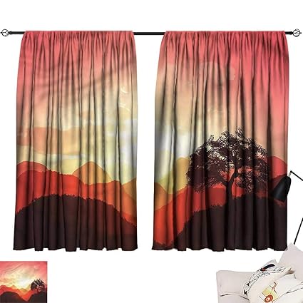 Amazon Com Smallbeefly Double Curtain Rod Mystic Sunset Tree