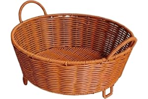 Generic Woven Fruit Basket Organizer Farmhouse Fruit Holder Multipurpose Imitation Rattan Storage Basket for Shopping Pantry 