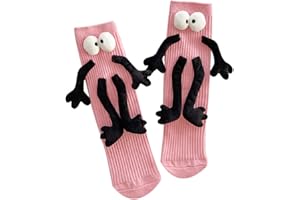 OurSuperDeals Holding Hands Socks for Kids Toddler Cute Crazy Silly Funny Novelty Magnetic Tube Cotton Socks Gifts 4-11 Years