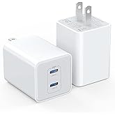 [2-Pack] USB C Charger Block 40W, Dual Port 20W PD 3.0 Type C Fast Wall Charger,Durable Compact Power Adapter for iPhone 13/14/15/16/17 Pro Max Plus,iPad,AirPods4,Samsung S25/S24,Watch(White)