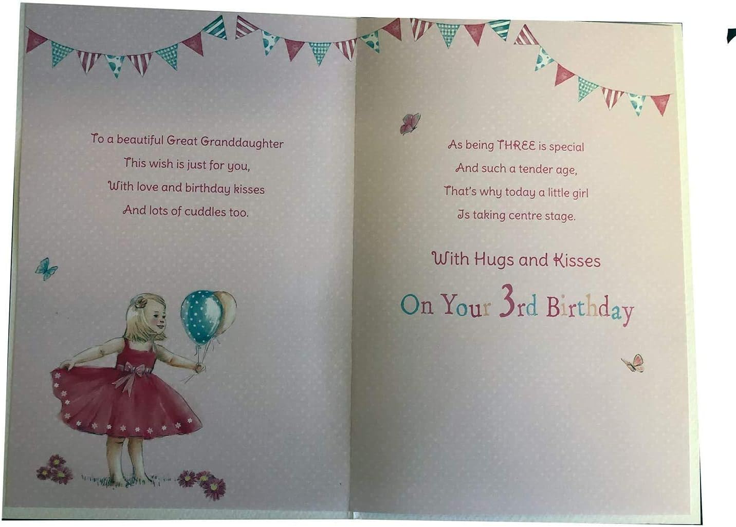Great Granddaughter 3rd Birthday Card (GR-206128) - 3 Today - Magical Fairy - Foil and Flitter Finish, 150mm x 230mm - Image 3