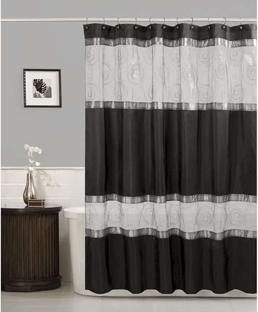 Amazon Com Maytex Marco Fabric Shower Curtain Black Home Kitchen