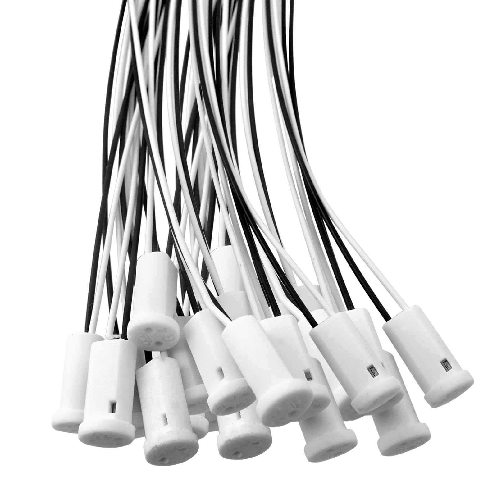 BuxiuGK 20 Pieces G4 Wire Connector Socket,Ceramic G4 Lamp Holder 20cm Lamp Sockets 12V for Halogen Incandescent LED Socket Connector,White