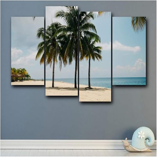 Imprimir En Lienzo Playa De Arena Pintura De Coco Decoracion Del