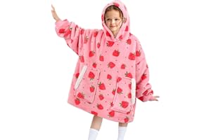 BINSUNS Oversized Wearable Hoodie Blanket, Soft Fuzzy Microfiber & Sherpa Wearable Blanket Sweater with Giant Pocket