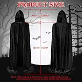 AOOWU Black Hooded Cape 150cm Halloween Witch Vampire Cosplay Costume view 3