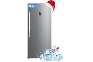 Techomey 21 Cu.Ft Frost Free Upright Freezer, Stainless Steel, Stand Up Convertible Freezer/Refrigerator 115v, Garage Vertical Freezer with Single Door, Lock