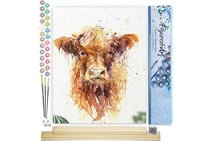 Figured'Art Paint by Numbers Kit for Adults Yellow Cow 16"x20" - Craft Art Painting Rolled Canvas with DIY Wooden Frame