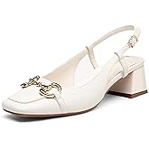 NEWBELLA Women's Closed Toe Chunky Heel Sandals - Ankle Strap Slingback Sandals with Pull-Up Buckle for Business & Daily Wear