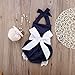Cute Kids Baby Girl Lace Cotton Romper Bodysuit Jumpsuit Outfits Sunsuit (12-18 Months, Dark Blue)
