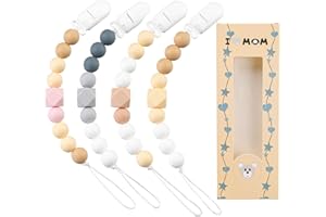 HBselect 4 Pack Pacifier Clip for Baby Boys Girls, Edible Grade Silicone Pacifier Holder Flexible Plastic Clips for Baby Gift for Sleeping Baby