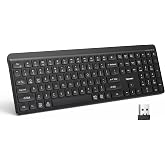TECKNET Bluetooth Keyboard Rechargeable, 2.4G Wireless Keyboard Full Size | Quiet Typing, Ergonomic Cordless Silent Computer Keyboard, Spill-Resistant,, Stable Connection for PC/Laptop/Computer