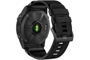 1963 WATCH 22mm Military Nylon Watch Band for Garmin Instinct/Fenix 7/ Fenix 6/ Fenix 5/ EPIX 2/ Forerunner 955 965, Adjustable Rugged Nylon Sports Wrist Strap for Descent G, MARQ(Black)