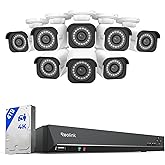 Reolink 4K 16-Channel PoE Security Camera System H.265, 8pcs 8MP Person/Vehicle Detection Smart IP Security Cameras, 16-CH NV