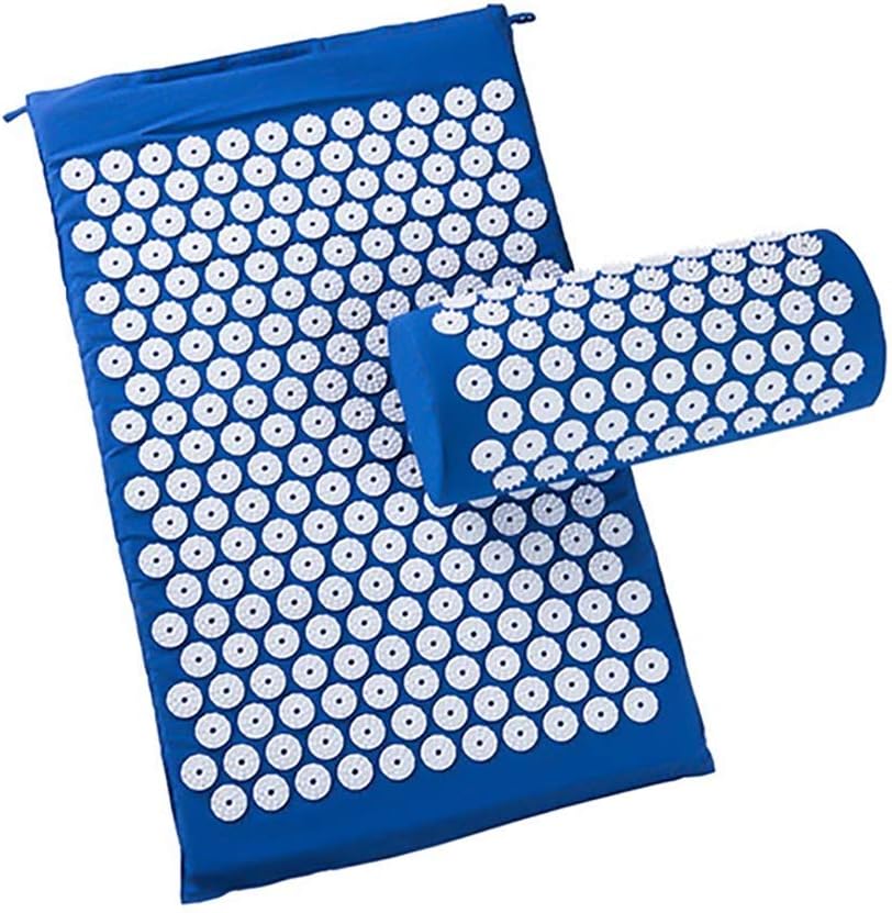 Back and Neck Pain Relief Acupressure Mat and Pillow Set, Chronic Back Pain Treatment - Relieves Your Stress of Lower Upper Back and Sciatic Pain,Blue