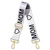 vokone Mother’s Day Purse Strap Replacement Crossbody Bag Strap MOM Heart Straps Adjustable Shoulder Strap for Bags(Black White-MOM)