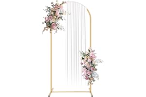 Shinoske Metal Arch Backdrop Stand-Stylish Garden Arbors-Wedding Arches for Ceremony-Easy to Assemble and Disassemble Gold Backdrop Stand for Weddings,Birthdays,Parties,Garden Decorations (5ft,Gold)