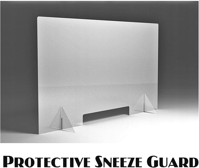 Protective Sneeze Guard, Clear Acrylic Plexiglass Shield For Counters