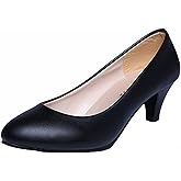 WUIWUIYU Womens Office Kitten Heels Pumps Slip On Evening Dress Work Cute Sexy Pump Shoes