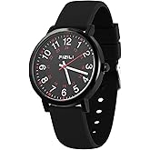 OXFANITE Waterproof Nurse Watch for Medical Professionals,Students, Women Men, Military Time Easy to Read Dial, 24 Hour with Second Hand, Soft and Breathable Silicone Band
