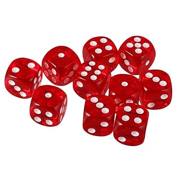 ISHARAA Pack of 50 Red Six Sided D6 Dice for Playing D&D Warhammer RPG Board Game Favours