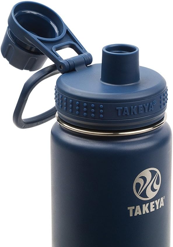 Takeya 51064 Actives Insulated Stainless Steel Water Bottle with Spout Lid, 18/8 Food Grade, Midnight, Blue, 18 OZ - Image 3