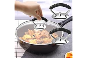 2Pcs Universal Lib Cover Cap Heat-Resistant Cooking Pot Pan Lid Knob Replacement Handle Kitchen Cookware Handgrip (Black)