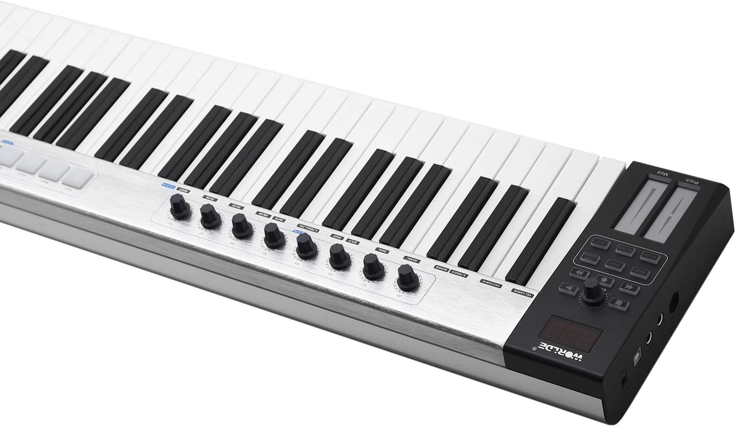 Amazon.com: Aboodah Blue whale 88 Portable USB MIDI Controller Keyboard 88 Semi-weighted Keys 8 RGB Backlit Trigger Pads LED Display with USB Cable: Musical Instruments