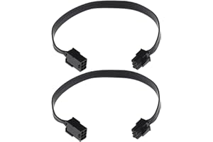 Micro Traders 2PCS 6 Pin PCIe Power Extension Cable, 6 Pin Male to Female Adapter, 18 AWG, 12V, 30cm, Black, Pack of 2, Locki