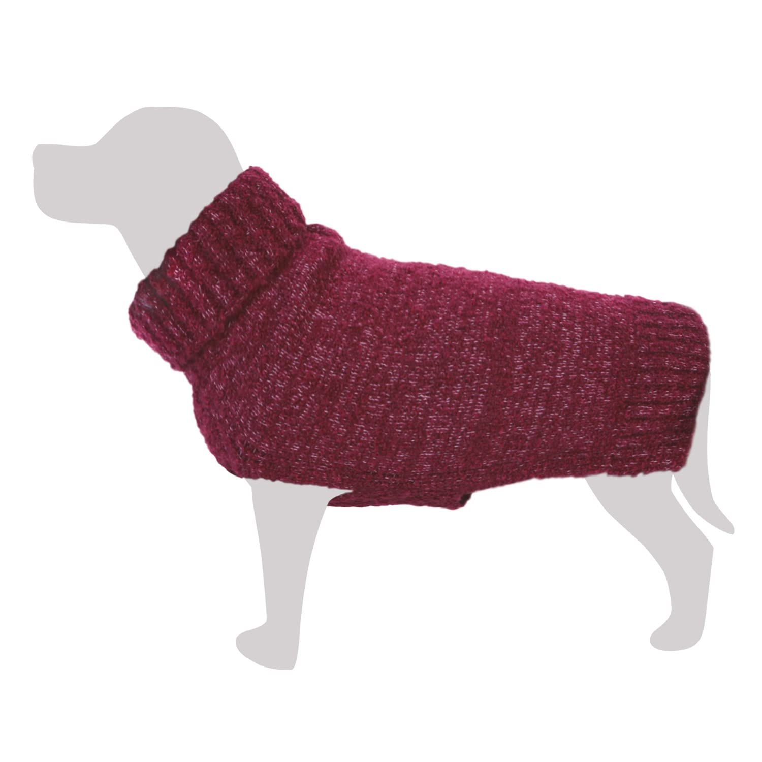 Maroon Marled Knitted Jumper - M/30 cm - Dog Clothes - Helps Protect Them From The Cold - Pet Accessories - Coats, Sweatshirts, Sweatshirts, Sweaters, Vest, Jackets, Sweaters, Raincoats and More