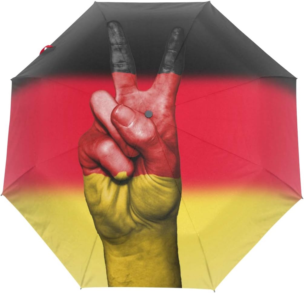 MONTOJ German Flag Victory three fold Travel?Umbrella UV?Protection with Auto Open Button