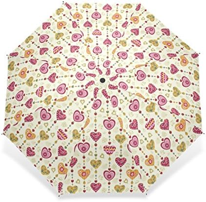 Littleli Compact Travel Stylish Design, 100% Fabric and Aluminium Foldable High-quality Umbrella,Heart Shape (41 Inch)