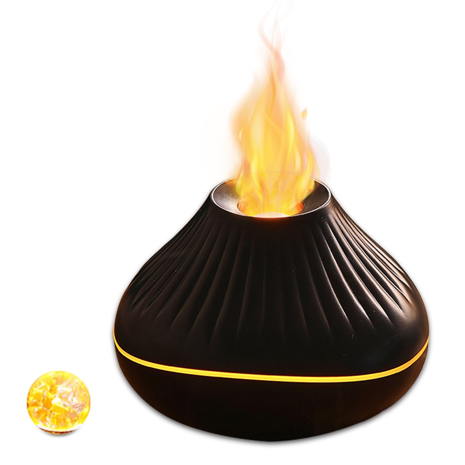 Photo 1 of Colorful Volcano Diffuser Humidifier: Ultra-Quiet 160ml Fire Flame Humidifier Aroma Spray Diffusers with 7 Flame Colors Waterless Auto off Timeable for Home,Office,Yoga (Black)