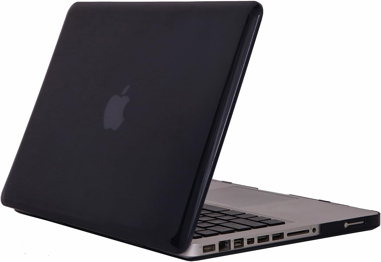 MacBook Pro 13-Inch A1278 Crystal Hard Case Shell+Keyboard Cover+Screen Protector for MacBook Pro 13 Inch with CD-ROM (Model: A1278, Version Early 2012/2011/2010/2009/2008) (Crystal Black)