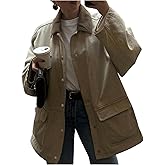 SOLY HUX Women's Fall Winter Jackets Vintage Button Up Collared Casual Coat Outerwear with Pocket